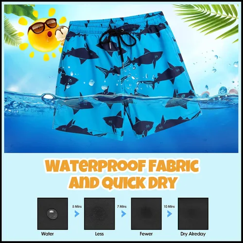 Vista 6 de Traje de baño para niños con forro tipo bóxer de secado rápido para playa