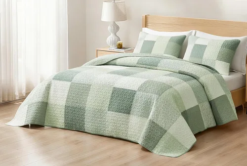 Vista 18 de Chezmoi Collection Caleb - Juego de edredón de 2 piezas con diseño floral a cuadros en gris apagado, blanco y marfil, rectangular, prelavado