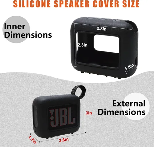 Vista 2 de LTGEM - Funda compatible con altavoces JBL GO 4, silicona suave para altavoces JBL GO 4, color negro