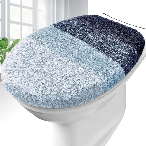 Vista 21 de OLANLY Funda de asiento de inodoro de microfibra suave para baño, cubiertas de asiento lavables a máquina, 17.5x15 pulgadas, con respaldo de goma