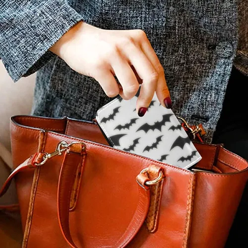 Vista 6 de Oyihfvs Cartera de monedas de color negro sin costuras para tarjetas de crédito, color blanco y gris, bloqueo RFID, soporte compacto para tarjetas