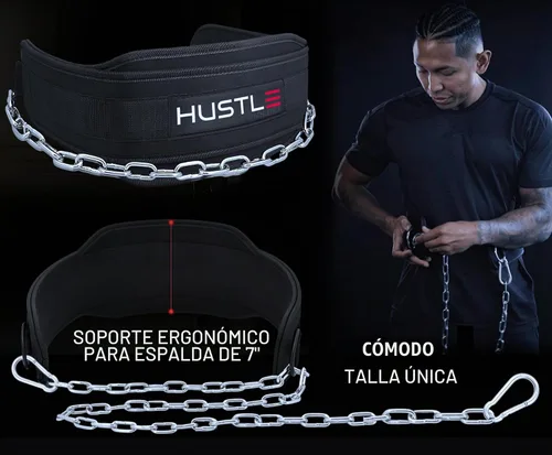 Vista 4 de Cinturón de inmersión con cadena para levantamiento de pesas, cadena de cinturón de acero de 42 pulgadas, soporte de espalda acolchado de 7