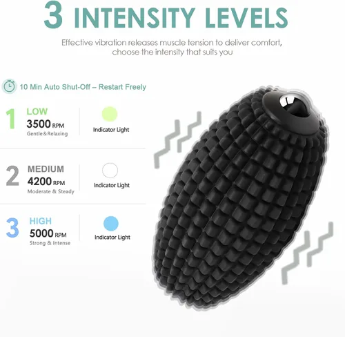 Vista 3 de Pelota de masaje vibratoria para recuperación muscular, bola de masaje miofascial de silicona, alivio de fascitis plantar, liberación de cadera