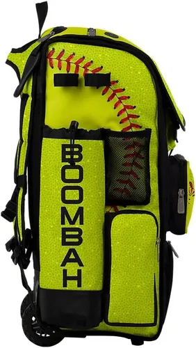 Vista 2 de Boombah Superpack Hybrid Rolling Bat Bag - Softbol 2.0 Bat Pack Óptico Amarillo/Rojo/Negro - Versión con ruedas y mochila