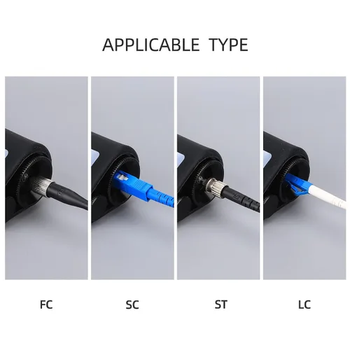 Vista 4 de Lupa de fibra óptica de mano 400x microscopio de inspección óptica de fibra LED Iluminación antideslizante caucho 0.098 in SC/FC/ST/0.049 in LC