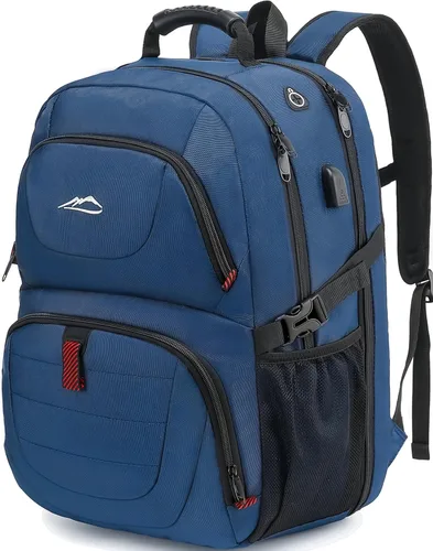 Vista 13 de ProEtrade Mochila de viaje extra grande para portátil, antirrobo, para escuela y negocios, con puerto de carga USB, para portátil de 17 pulgadas