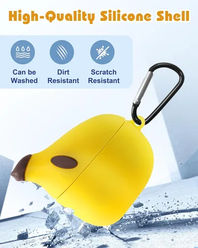 Vista 4 de Boaretiu - Funda para AirPods Pro/Pro de 2ª generación, lindo KawaiiBanana con llavero para AirPods Pro y Pro 2, divertida funda 3D de silicona