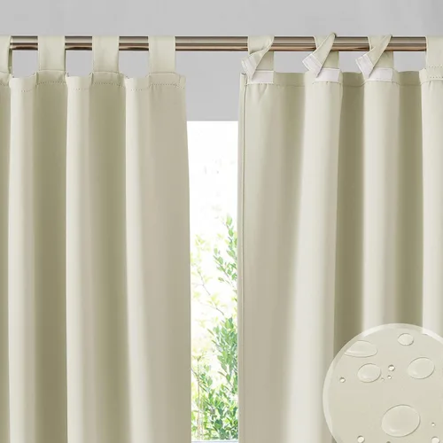 Vista 17 de RYB HOME Cortinas para Exteriores para Patio - 2 Paneles Cortinas para Exteriores Desmontables con Parte Superior Adhesiva Impermeables Opacas