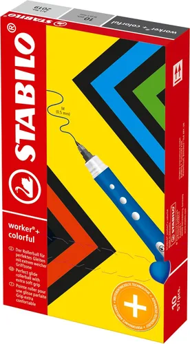 Vista 9 de Rollerball - STABILO worker+ colorida caja de 10 unidades, color azul