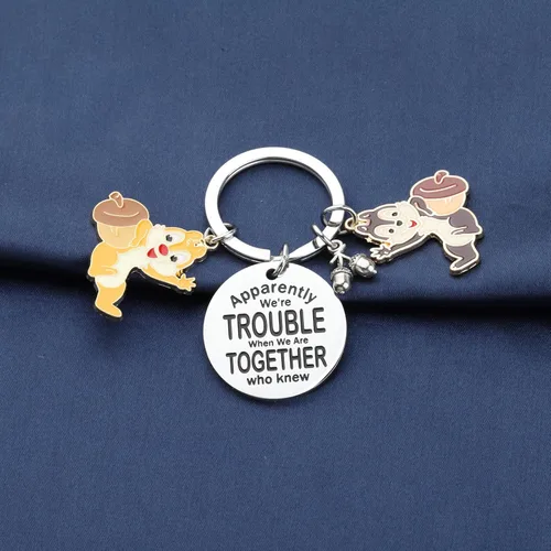 Vista 4 de KUIYAI Mercancía de dibujos animados Chip Dale Squirrel Lovers Gift Aparently We're Trouble When We Are Together