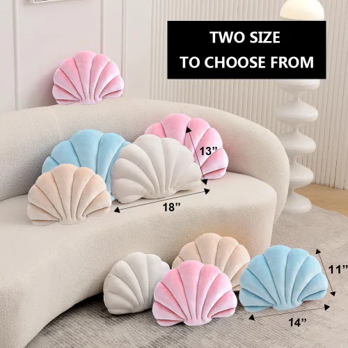 Vista 2 de XIAIJIA Seashell - Almohada decorativa con forma de concha marina, almohada de lanzar con forma de concha, almohada de playa con inserto 3D