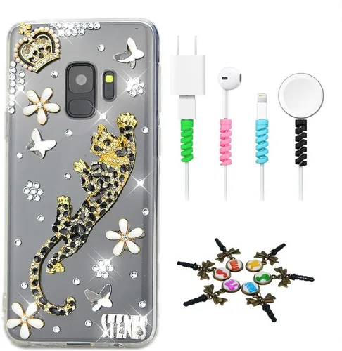 Vista 20 de Sparkle Funda compatible con Samsung Galaxy J2 Prime – Elegante funda 3D hecha a mano con diseño de libélula y diamantes de imitación con protector