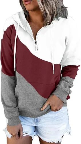 Vista 145 de Sudaderas con capucha para mujer, con cuello de botón, sin botones, con cordón, manga larga, lindas, ropa para adolescentes y niñas