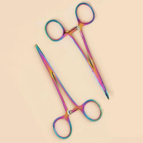 Vista 11 de Extractor de pelo de orejas y nariz para mascotas, recto y curvado, de acero inoxidable, pinzas de bloqueo de hemostato para el hogar, herramienta