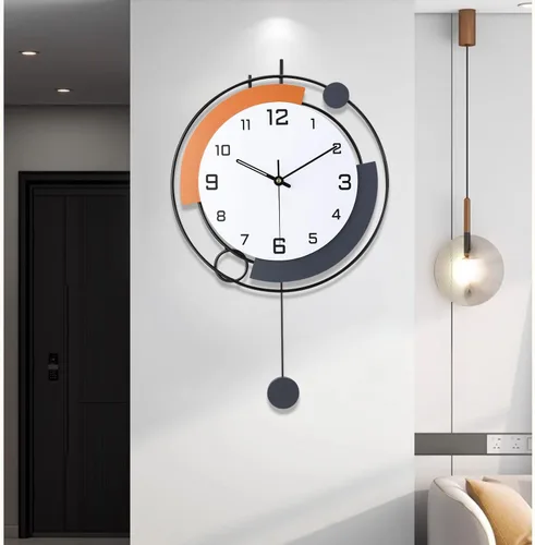 Vista 9 de Dankeit Reloj de pared decorativo con péndulo, silencioso, funciona con batería de cuarzo, grande de 13x20 pulgadas para decoración de la sala