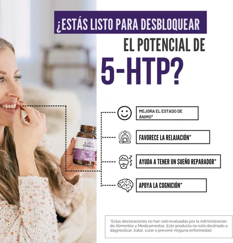 Vista 4 de 5-HTP Orgánico - 200 mg Concentración de 99% de 5HTP, más Vitamina B6 Cofactor y Lion’s Mane Extraído del Agua de Semillas de Griffonia