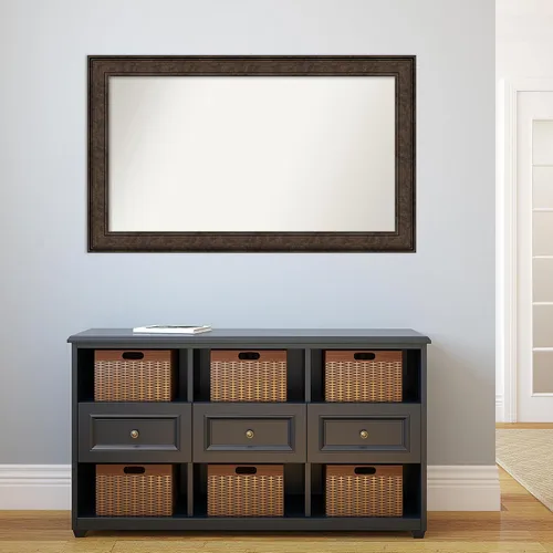 Vista 669 de Amanti Art Espejo de pared personalizado no biselado (25 x 25 pulgadas), marco de bronce acentuado, varios tamaños personalizados, espejo de baño