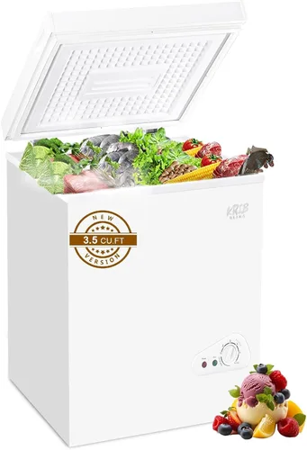 Vista 10 de Mini Chest Freezer 3.5 Cu.Ft 7 Gears Temperature Control Compact Deep Freezer with Top Open Door and Removable Storage Basket Black