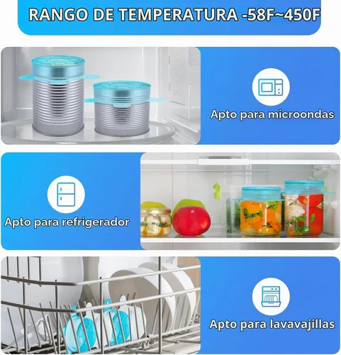 Vista 4 de Pequeñas tapas elásticas de silicona, 12 fundas reutilizables de silicona