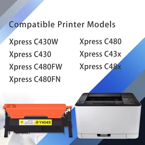 Vista 2 de MOLI - Paquete de 1 cartucho de tóner amarillo CLT-Y404S Y404S compatible para Samsung CLT-Y404S 404S Toner para Xpress C430W C430 C43x C480FW
