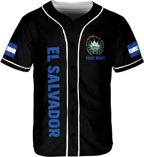 Vista 2 de Parvii Camiseta de béisbol personalizada de El Salvador Orgulloso, camiseta de El Salvador, camiseta de El Salvador, Jersey de El Salvador