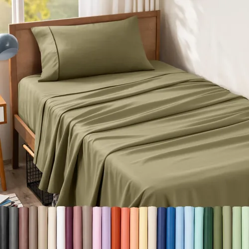 Vista 63 de Bare Home Juego de Sábanas Twin - Sábanas de Cama de Microfibra Ultra-Suave 1800 - Doble Cepillado - Bolsillos Profundos - Ajuste Fácil - Extra