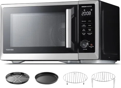 Vista 9 de TOSHIBA Combo de freidora de aire para horno de microondas y encimera, inversor, convección, asado, combo rápido, descongelación uniforme, sensor
