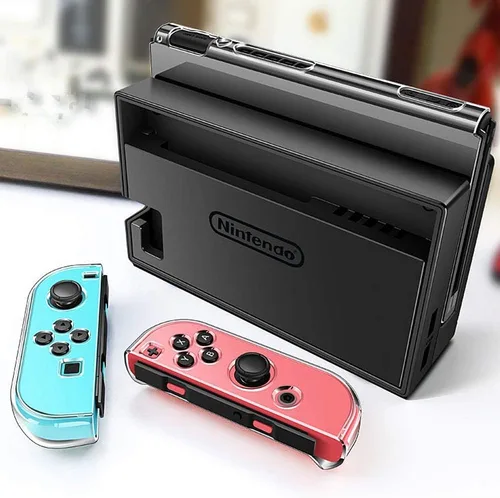Vista 7 de Switch Games Accessories - Funda de transporte negra para Nintendo Switch Joy Con Covers transparente Switch Hard Cover9H Protector de pantalla