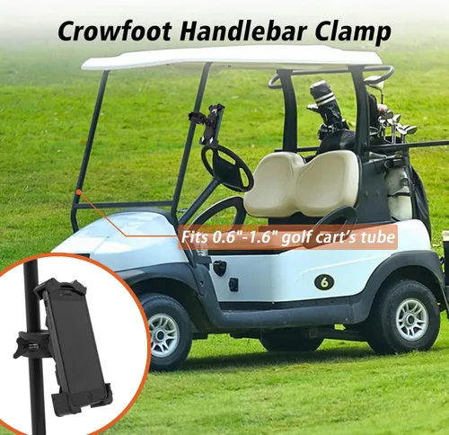 Vista 4 de Soporte para teléfono para carrito de golf, soporte ajustable para teléfono celular para carrito de golf, carrito de empuje, palo de golf, asta
