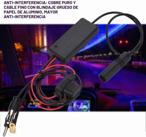 Vista 4 de Amplificador de antena de coche AM Adaptador FM Amplificador de antena de coche compatible con DAB, FM y AM