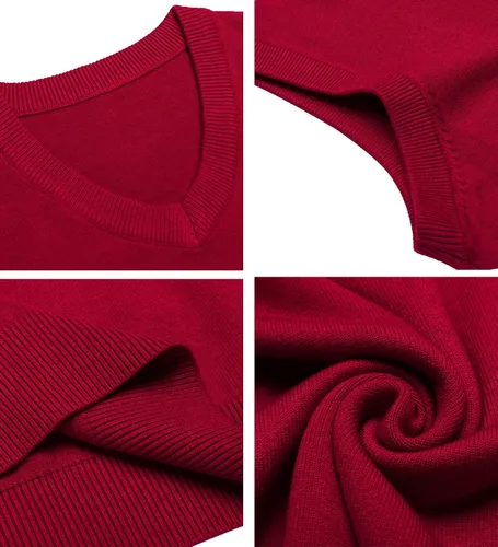 Vista 10 de Amussiar Suéter casual para hombre, chaleco con cuello en V, ajustado, sin mangas, suéter de punto