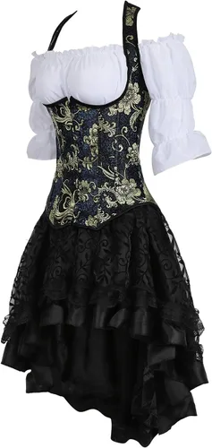 Vista 5 de Grebrafan Steampunk Midi Falda para mujer de tul multicapa alta baja trajes fiesta