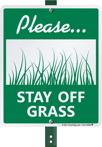Vista 6 de SmartSign Letrero con texto en inglés "Please Stay Off Grass" Plástico de 10 x 14 pulgadas