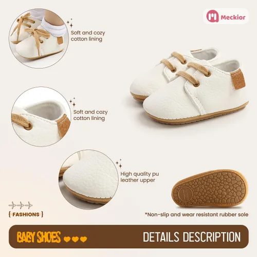 Vista 5 de Meckior Botas para aprender a caminar unisex para recién nacidos, niños y niñas, terciopelo, suela de goma antideslizante, zapatos cálidos de forro