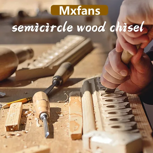 Vista 5 de Mxfans Cincel de madera semicírculo para tallar la carpintería, cincel para carpintería con borde interior, herramienta de cincel de mano