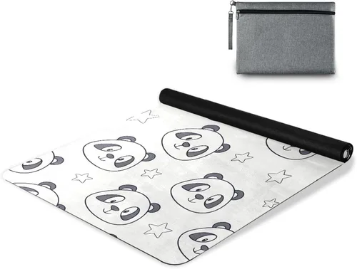 Vista 9 de Cute Star Panda Pattern Thin Yoga Mat with Bag, Non Slip Fitness Workout Mat, Foldable Suede Rubber Yoga Mat for Yoga Pilates and Fitness, 70.8" L x
