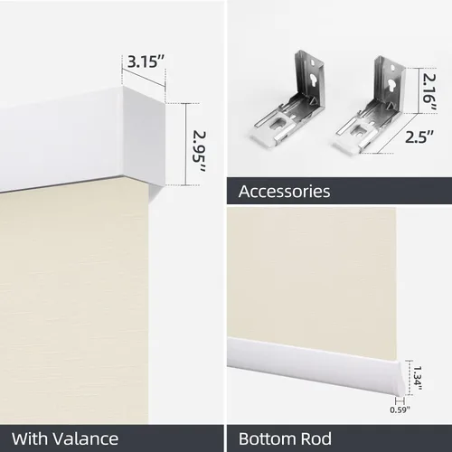 Vista 5 de ZSTARR Persianas opacas motorizadas para ventana con control remoto, persianas enrollables recargables con cenefa, tamaño personalizado (beige)