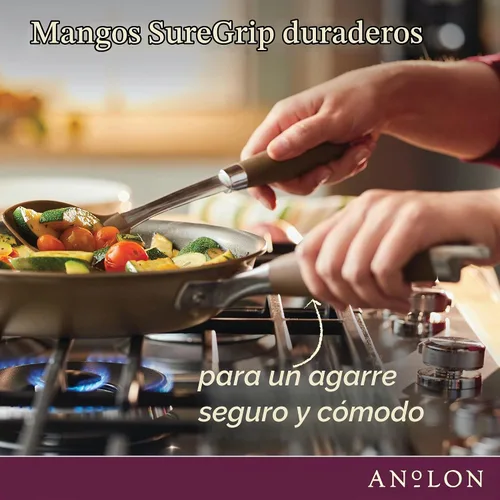 Vista 3 de Anolon Advanced - Sarténes antiadherentes de bronce anodizadas duras para el hogar (26,04 cm)