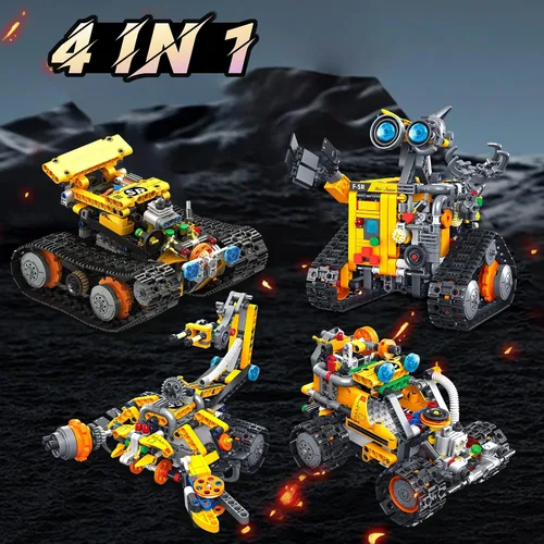 Vista 2 de Kit de construcción de robot, aplicación y control remoto, juguetes de robot para niños, 4 en 1, robot de bloques de construcción de control remoto