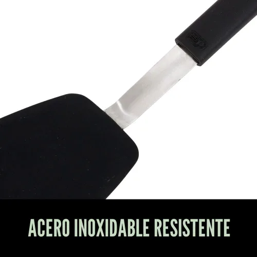 Vista 7 de GORILLA GRIP Espátula de silicona flexible de grado alimenticio, cabezal resistente al calor para sartén antiadherente, mango de goma suave