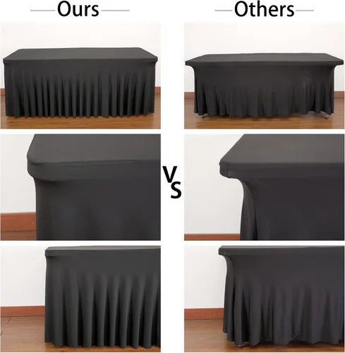 Vista 6 de PARTISKY - Mantel de elastano negro para mesas rectangulares de 4 pies, cubierta de mesa elástica para mesas plegables, bodas, fiestas, banquetes