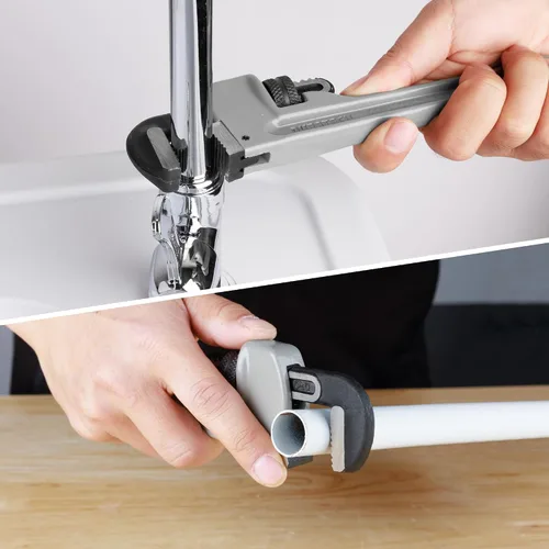 Vista 6 de DURATECH Llave de tubo recto de aluminio de 8 pulgadas de servicio pesado, ajustable, forjada por goteo, supera el estándar GGG