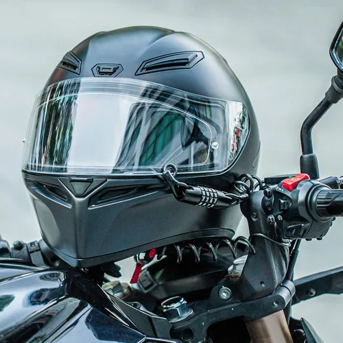 Vista 6 de ROCKBROS Cerradura de casco de motocicleta con bloqueo de cable retráctil de 4 dígitos para bicicletas, cochecitos, equipaje
