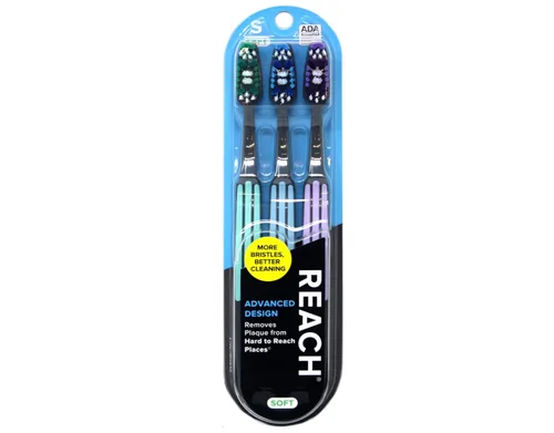 Vista 2 de Reach Advanced Design - Cepillos de dientes suaves, los colores pueden variar, 3 unidades (paquete de 2) total de 6 cepillos de dientes