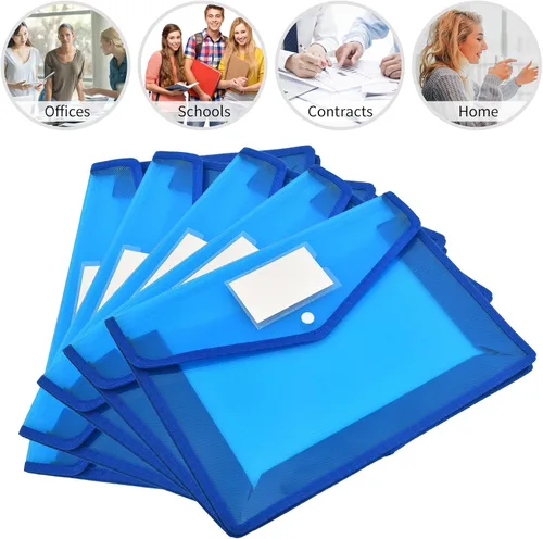 Vista 3 de Carpeta organizadora de documentos expandible con botón a presión, bolsa transparente impermeable para documentos, expansión de 2.8 pulgadas