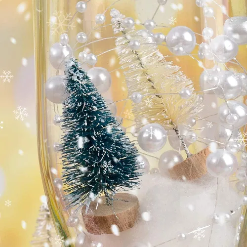 Vista 8 de Mini árbol de Navidad artificial, 24 piezas, multicolor mini cepillo para botellas, árboles helados con base de madera para escenas en miniatura