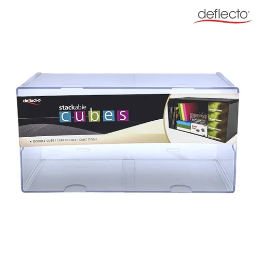 Vista 3 de Deflecto Organizador apilable de cubos abiertos, organizador de escritorio y manualidades, transparente, grande, 6 pulgadas de ancho x 6 pulgadas