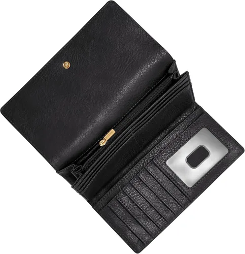 Vista 2 de Fossil Logan RFID - Cartera de piel con solapa para mujer., Negro, talla única