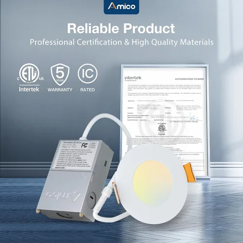 Vista 5 de Amico Paquete de 6 luces LED empotrables de 3 pulgadas con caja de Blanco