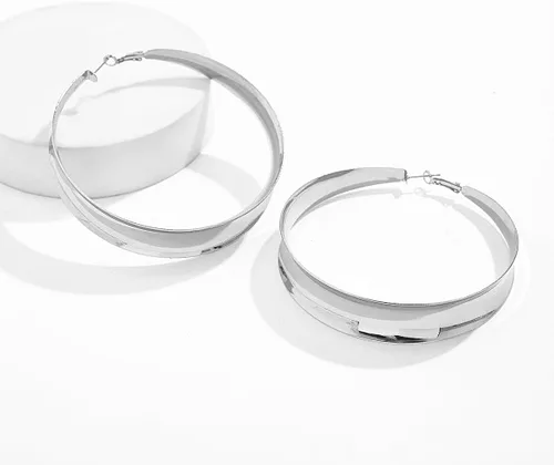 Vista 5 de Aretes de Aro Gruesos de Oro para Mujeres Exagerados Grandes Anchos Post Gruesos Aretes de Aro Minimalistas Pulidos 80MM Aretes de Declaración